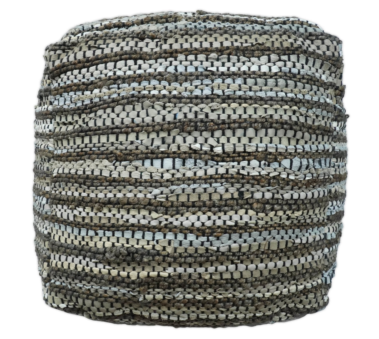 Charcoal, Silver and Ivory Square Jute Pouf Ottoman, Footstool, Side table, Seat , Foot Rest, Living Room, Bedroom, Boho Decor | TRD108