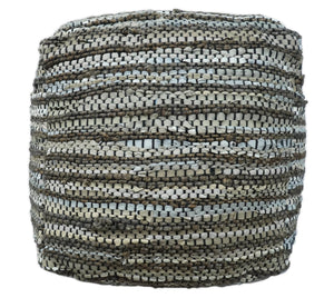 Charcoal, Silver and Ivory Square Jute Pouf Ottoman, Footstool, Side table, Seat , Foot Rest, Living Room, Bedroom, Boho Decor | TRD108