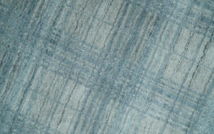 Checkered Blue and Gray Scandinavian 8x10 Hand Made Blended Wool Flatwoven Area Rug | KE26