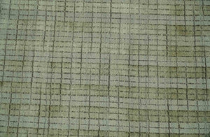 Checkered Olive Green & Beige Scandinavian 8x10 Hand Made Blended Wool Flatwoven Area Rug | KE19