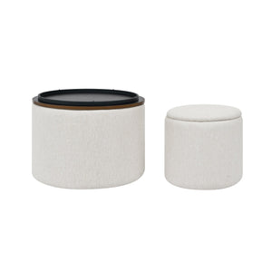 Chenille 2-Piece Set Round Storage Ottomans
