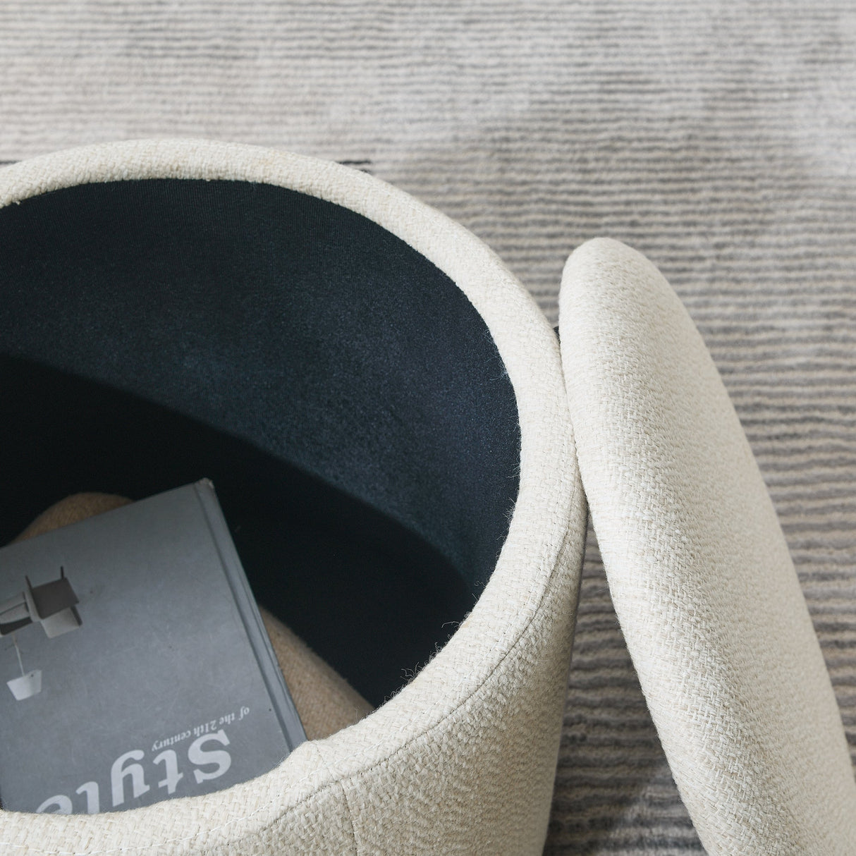 Chenille 2-Piece Set Round Storage Ottomans