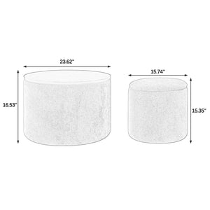 Chenille 2-Piece Set Round Storage Ottomans