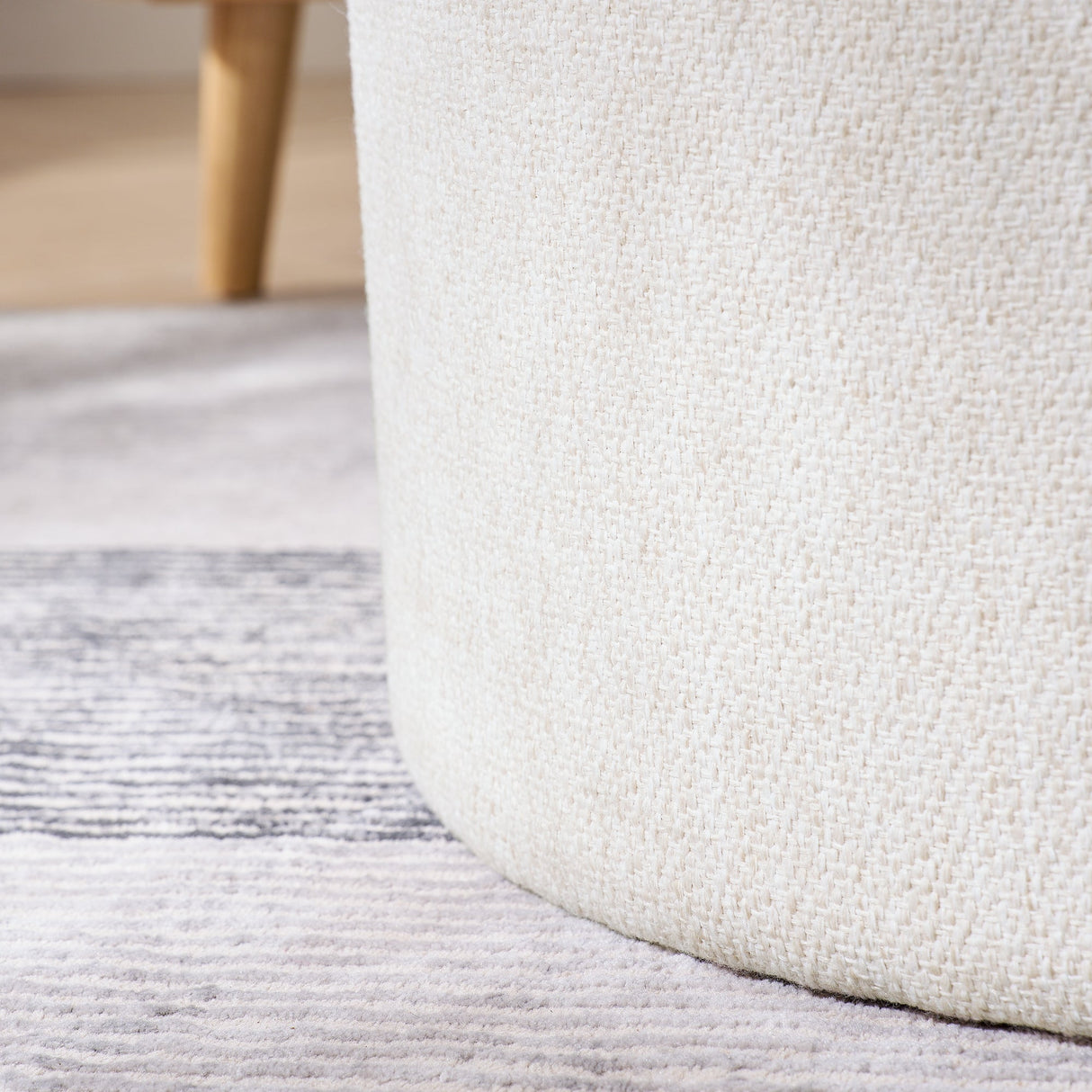 Chenille 2-Piece Set Round Storage Ottomans