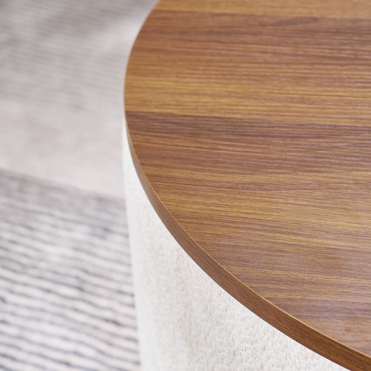 Chenille 2-Piece Set Round Storage Ottomans