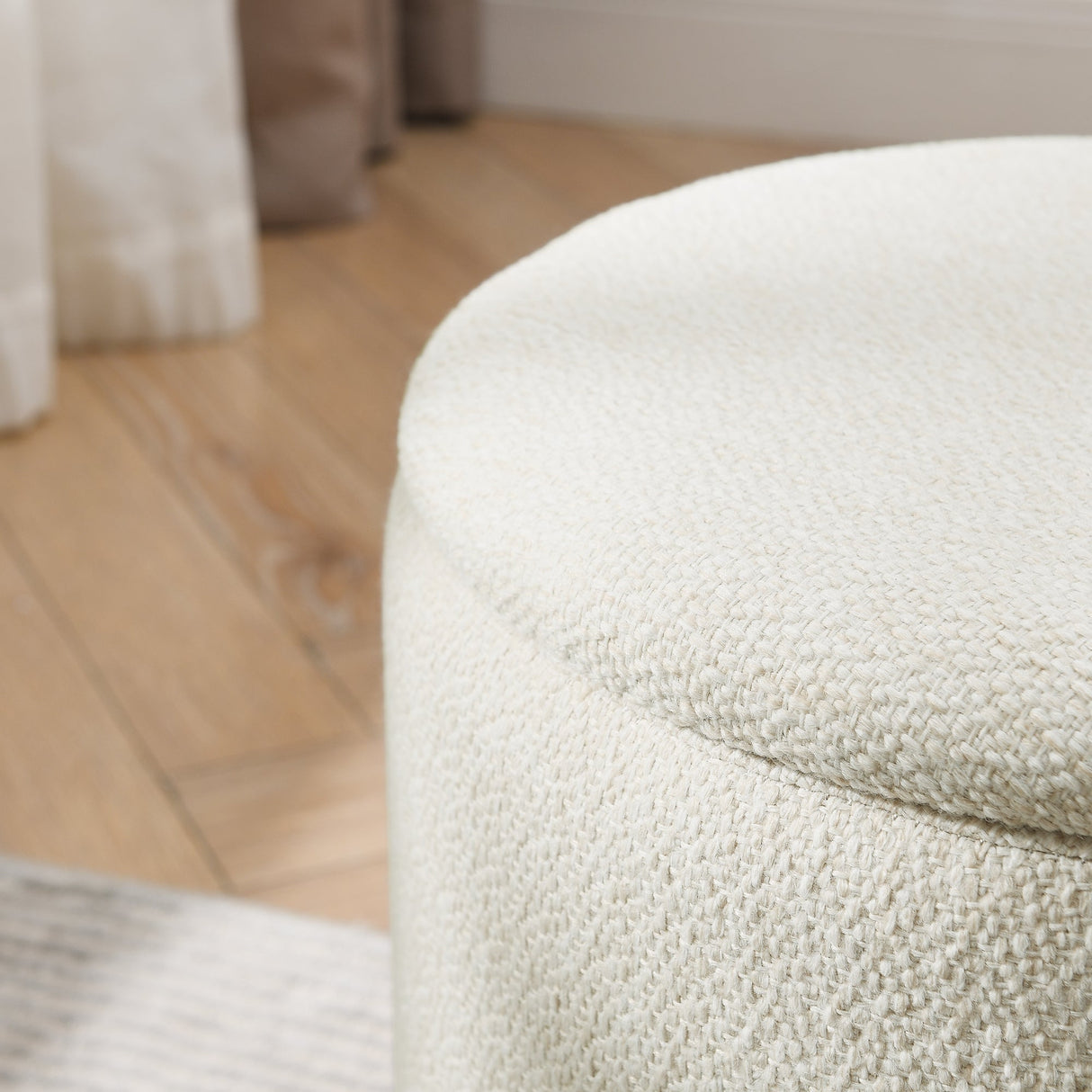 Chenille 2-Piece Set Round Storage Ottomans