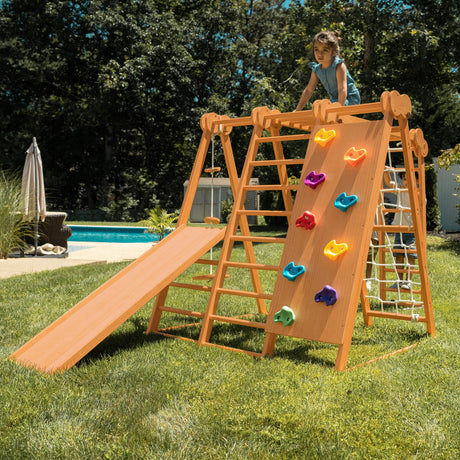 Chestnut 8-in-1 Jungle Gym for Toddlers | Indoor & Outdoor Wooden Playset