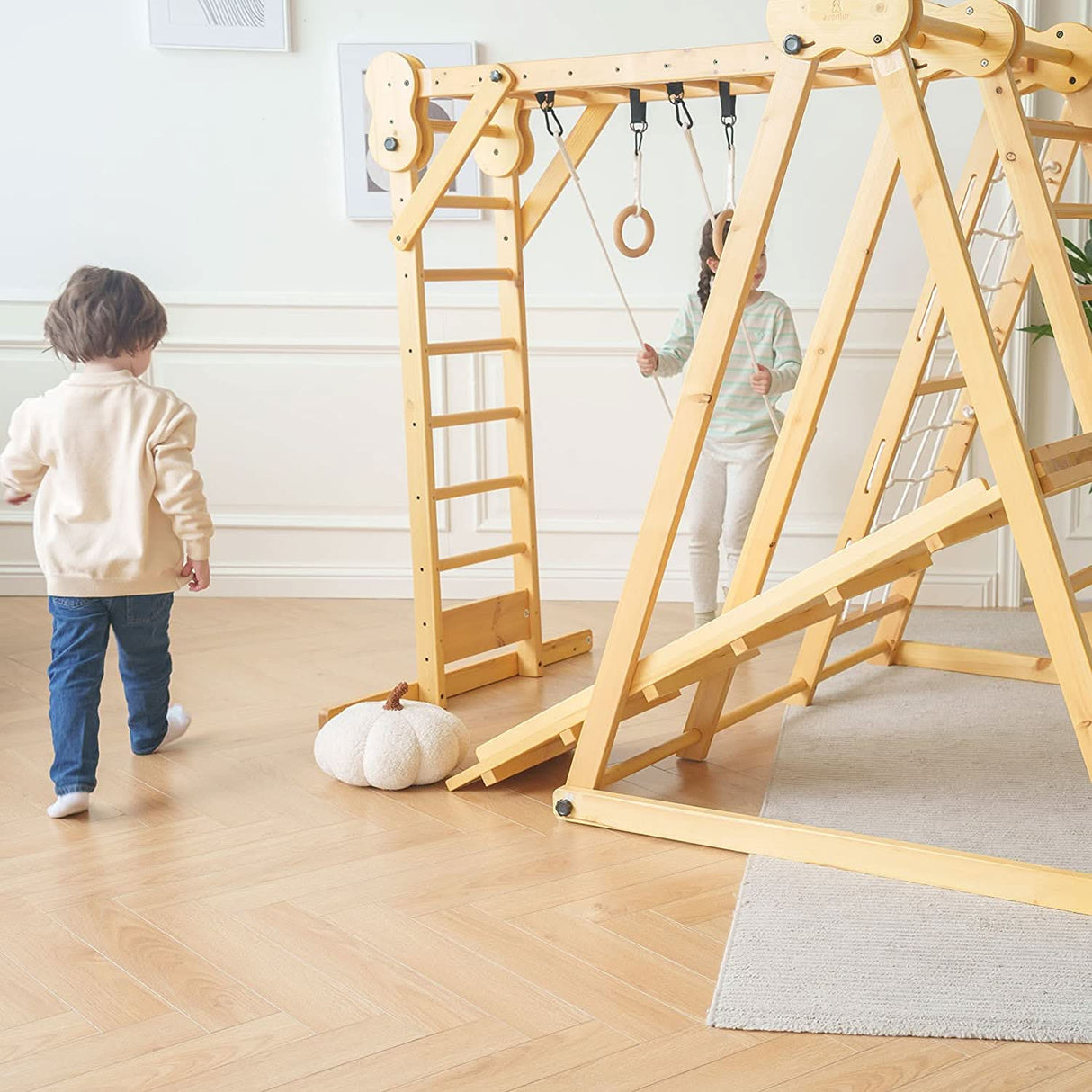 Chestnut 8-in-1 Jungle Gym for Toddlers | Indoor & Outdoor Wooden Playset