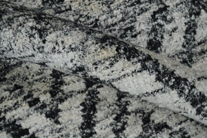 Chevron Silver and Black Shaded Scandinavian 5x8 Bamboo Silk Flatwoven Area Rug | HL36
