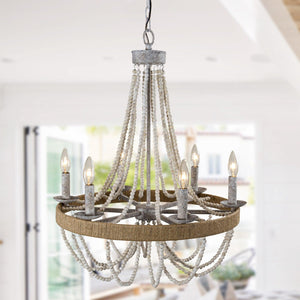 Chokio 6-Light Wood Bead Chandelier