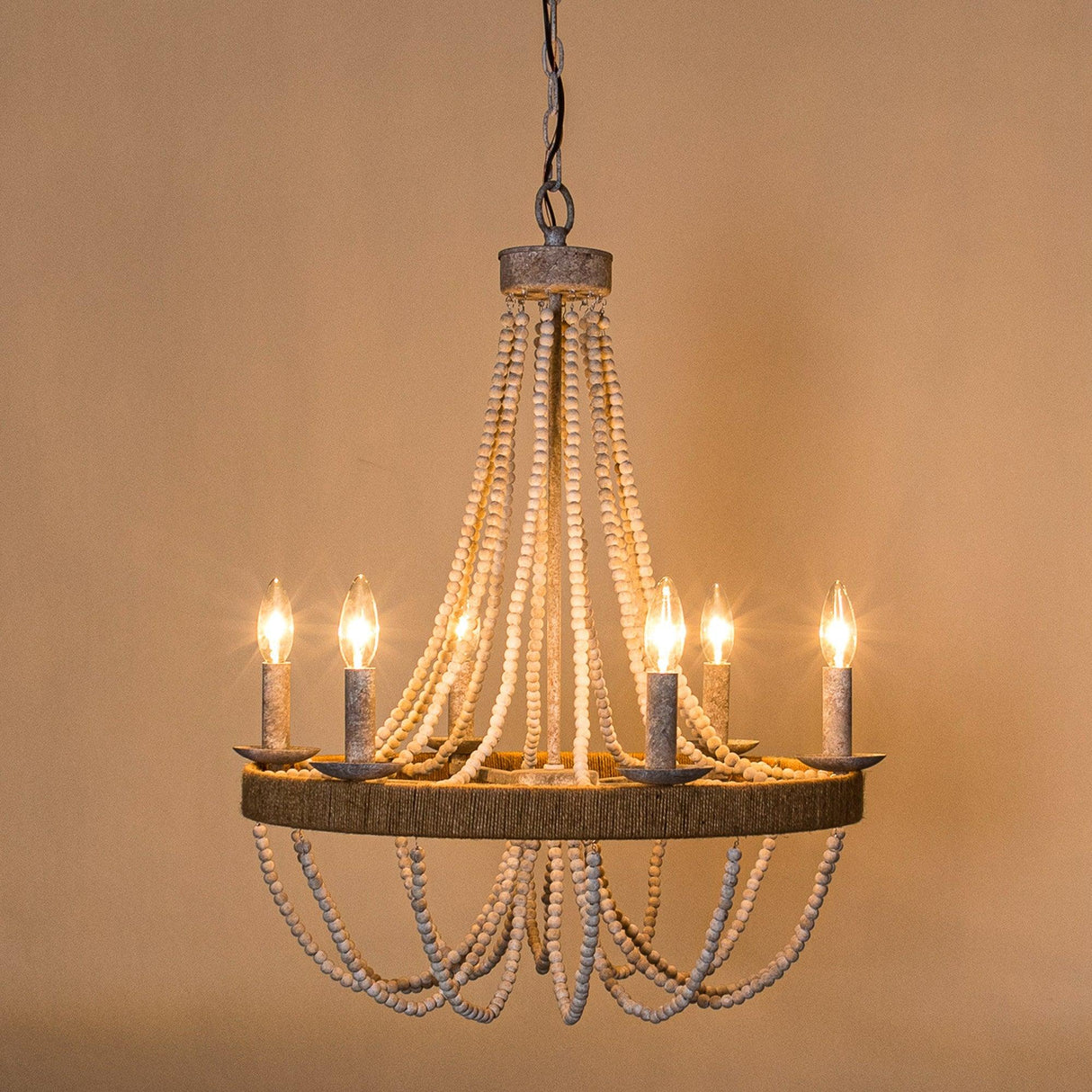 Chokio 6-Light Wood Bead Chandelier