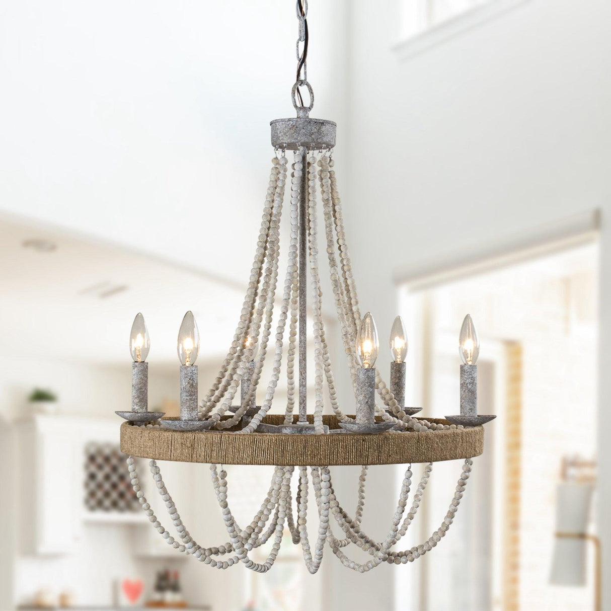 Chokio 6-Light Wood Bead Chandelier