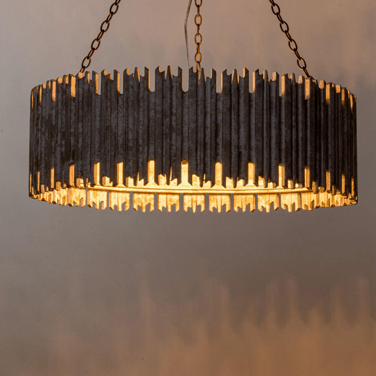 Chouinard 3-Light Natural Wooden Drum Chandelier