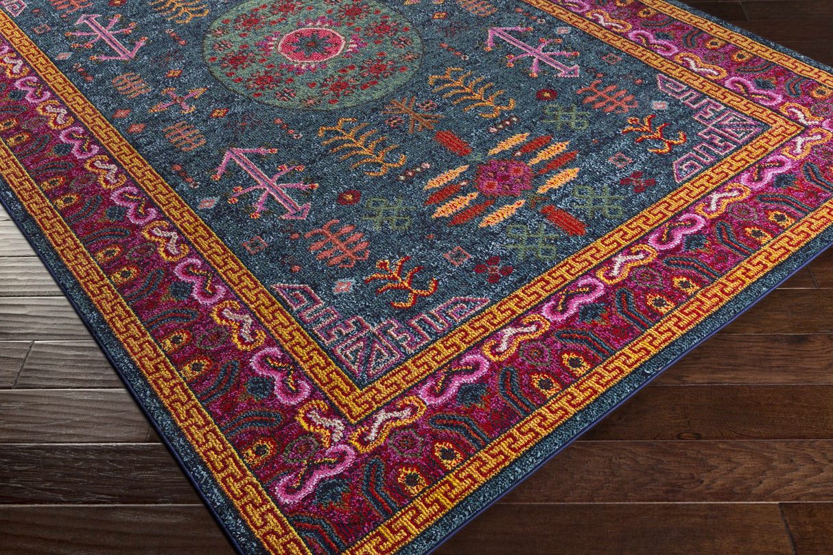 Cleveland Colorful Traditional Area Rug - Teal, Aqua, Navy