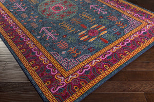 Cleveland Colorful Traditional Area Rug - Teal, Aqua, Navy