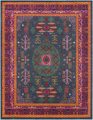 Cleveland Colorful Traditional Area Rug - Teal, Aqua, Navy