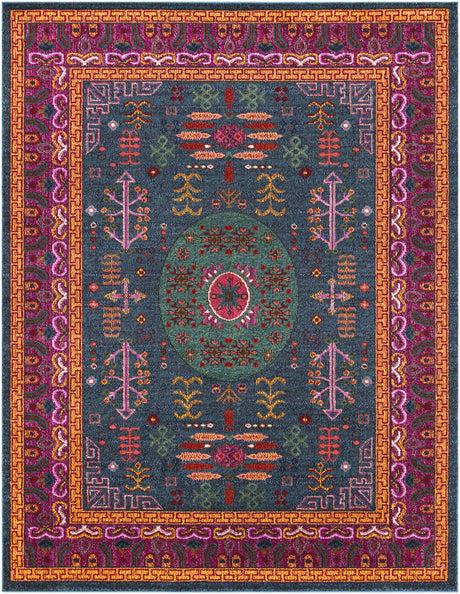 Cleveland Colorful Traditional Area Rug - Teal, Aqua, Navy