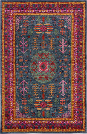 Cleveland Colorful Traditional Area Rug - Teal, Aqua, Navy
