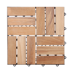 Coastal Natural Teak Outdoor Interlocking Tiles, 12 Slat (10 sq ft)