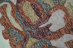 Colorful Ivory, Olive and Brown 8x10 Floral Design Hand Tufted wool Rug