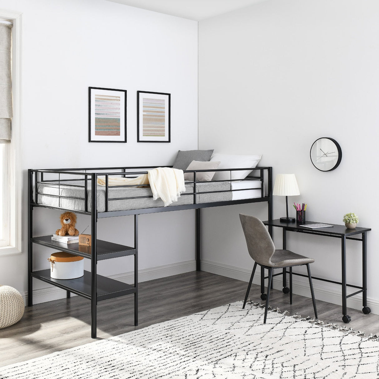 Colton Twin Low Loft Bed with Desk