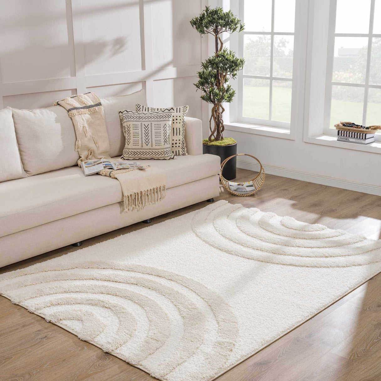 Connerton Beige High-Low Area Rug
