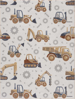 Construction Trucks Washable Kids Rug