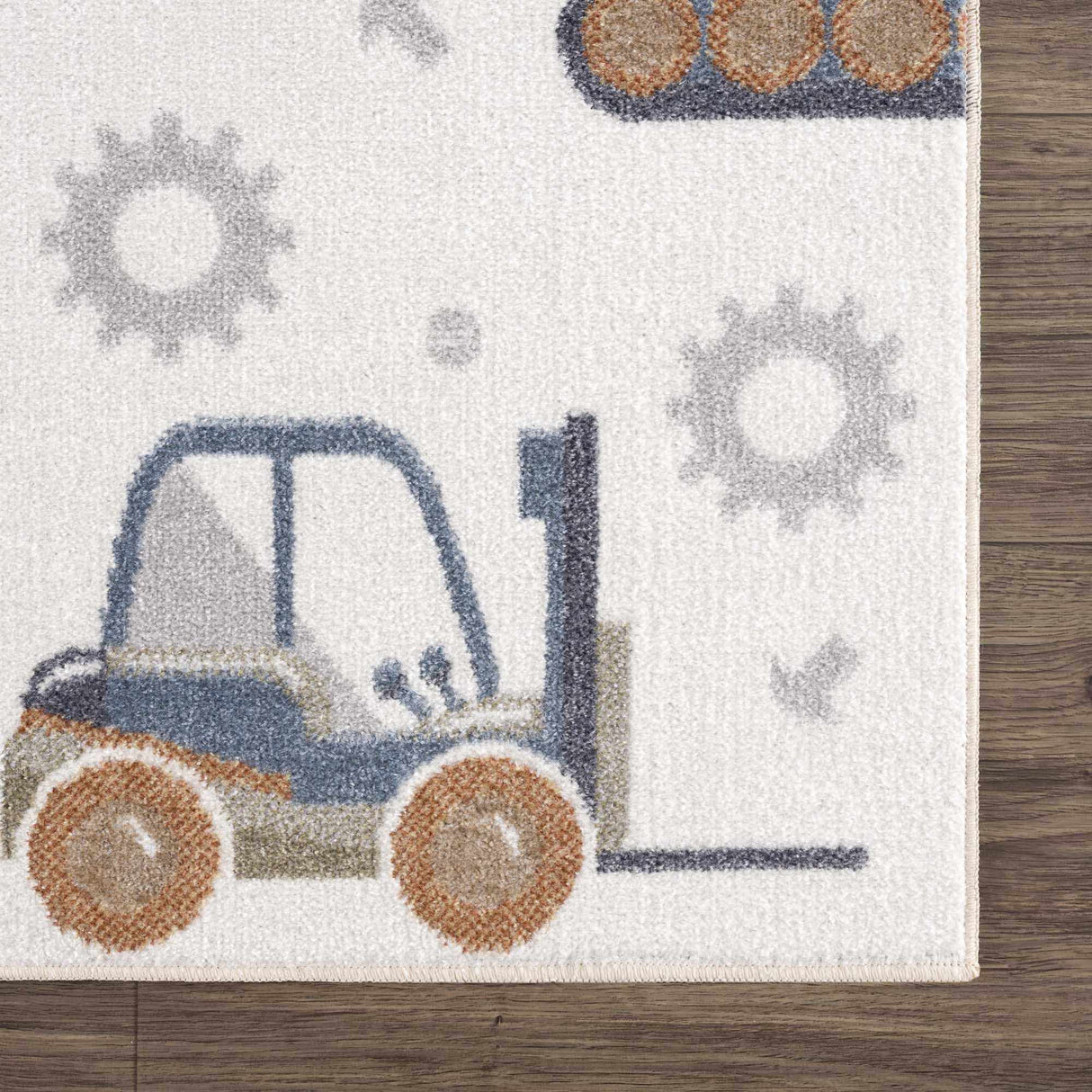 Construction Trucks Washable Kids Rug