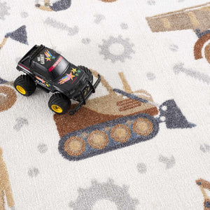 Construction Trucks Washable Kids Rug