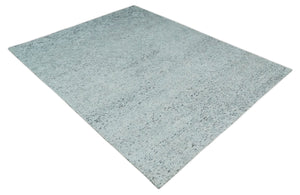 Contemporary 8x10 Silver and Charcoal Modern Abstract Handmade Wool Area Rug