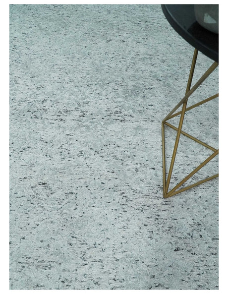 Contemporary 8x10 Silver and Charcoal Modern Abstract Handmade Wool Area Rug
