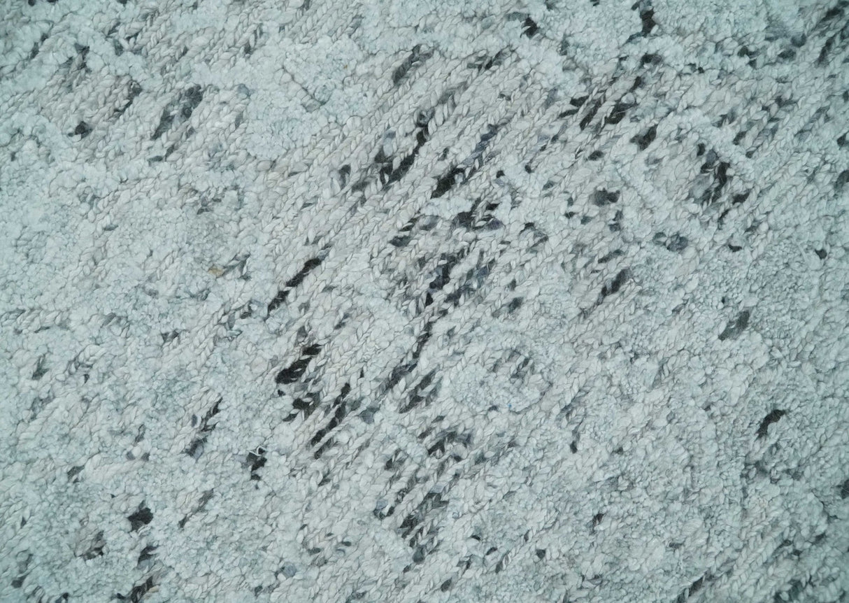 Contemporary 8x10 Silver and Charcoal Modern Abstract Handmade Wool Area Rug