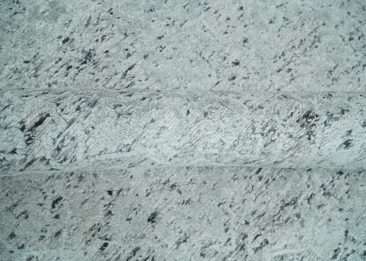 Contemporary 8x10 Silver and Charcoal Modern Abstract Handmade Wool Area Rug