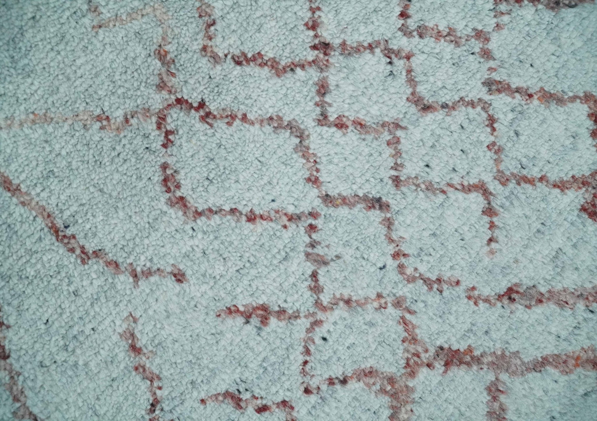 Contemporary 8x10 Silver and Pink Modern Abstract Handmade Wool Area Rug