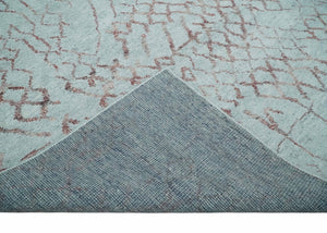 Contemporary 8x10 Silver and Pink Modern Abstract Handmade Wool Area Rug
