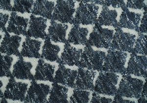 Contemporary Blue, Charcoal and Ivory Hand carved Geometrical Design Hand knotted wool Area Rug