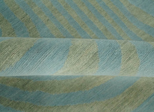 Contemporary Blue and Green 5x8 Hand Knotted Wool Area Rug