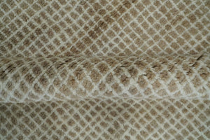 Contemporary Camel and Ivory Geometrical Square Design Hand Knotted 6.7x9.8 Wool Area Rug