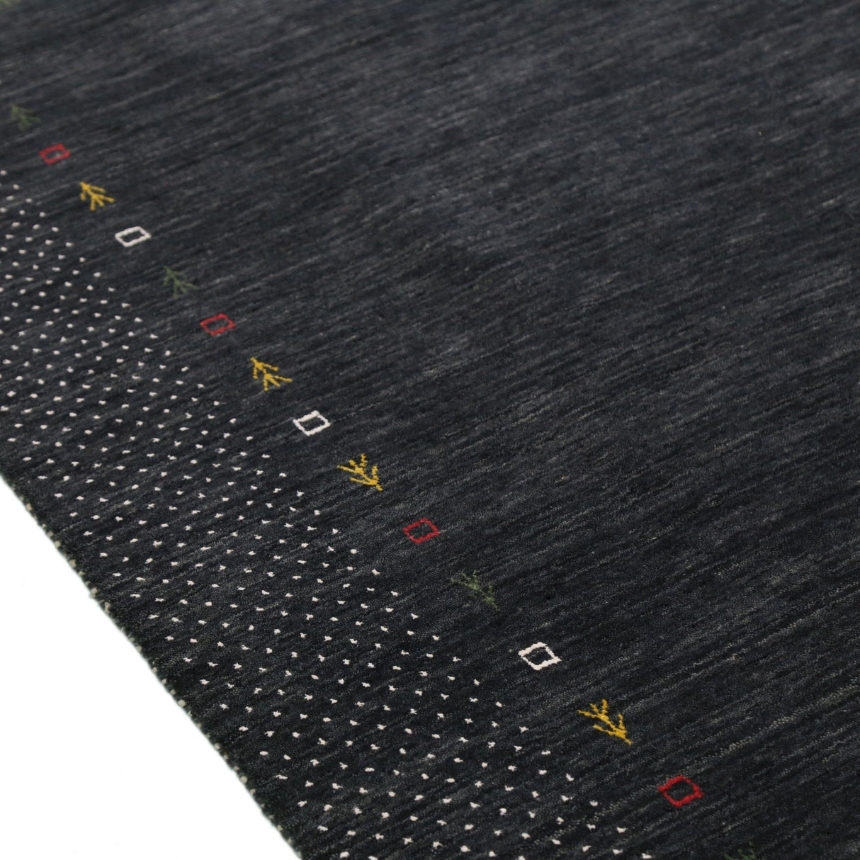 Contemporary Charcoal Gabbeh Border Hand Loomed Wool Area Rug