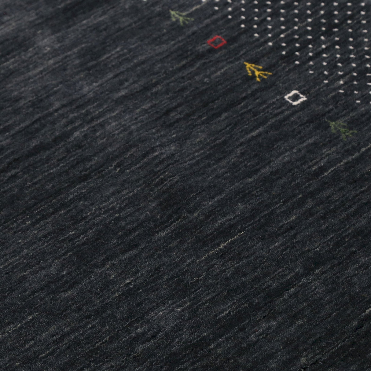 Contemporary Charcoal Gabbeh Border Hand Loomed Wool Area Rug