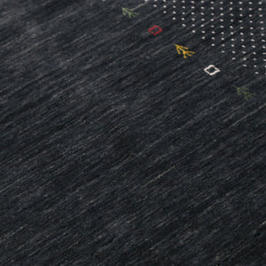 Contemporary Charcoal Gabbeh Border Hand Loomed Wool Area Rug