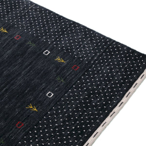 Contemporary Charcoal Gabbeh Border Hand Loomed Wool Area Rug