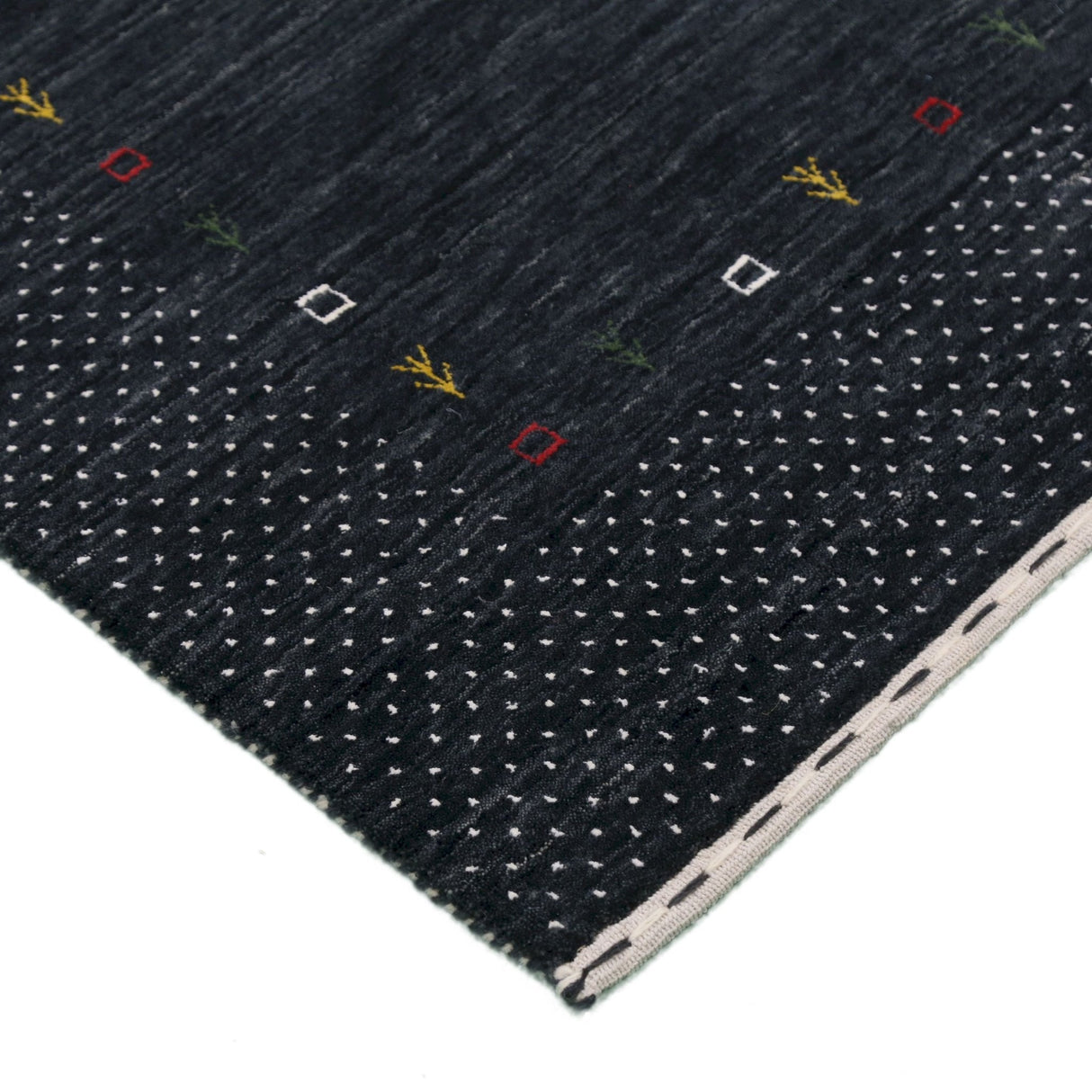 Contemporary Charcoal Gabbeh Border Hand Loomed Wool Area Rug