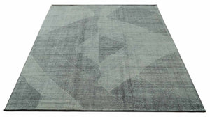 Contemporary Charcoal, Silver and Beige Design 9x12 Hand knotted wool Area Rug