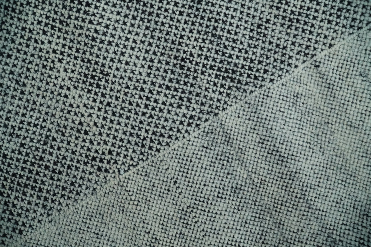Contemporary Charcoal, Silver and Beige Design 9x12 Hand knotted wool Area Rug