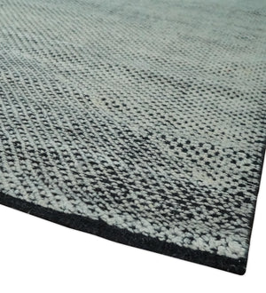 Contemporary Charcoal, Silver and Beige Design 9x12 Hand knotted wool Area Rug