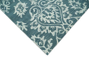 Contemporary Hand Tufted Blue and Ivory Wool Area Rug