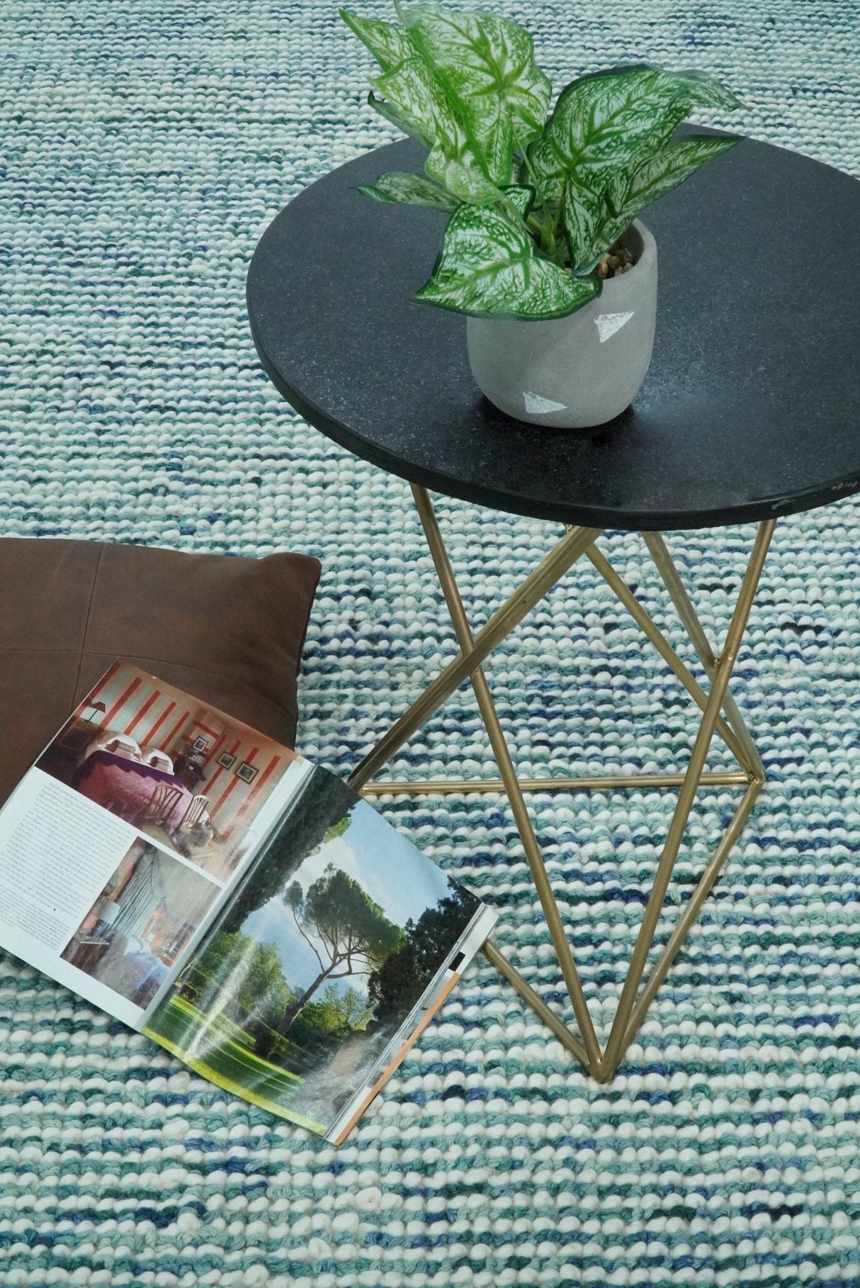 Contemporary Hand Woven Blue Woolen Chunky and Soft Area Rug