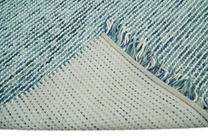Contemporary Hand Woven Blue Woolen Chunky and Soft Area Rug