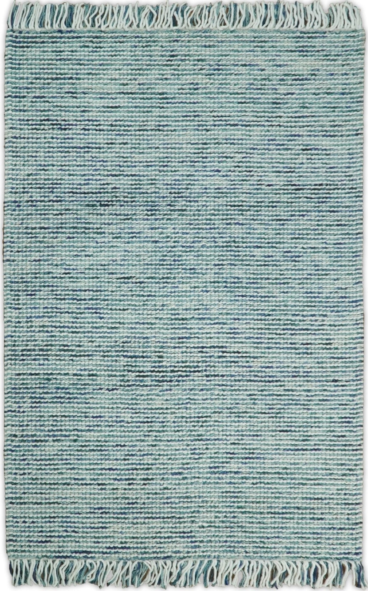 Contemporary Hand Woven Blue Woolen Chunky and Soft Area Rug